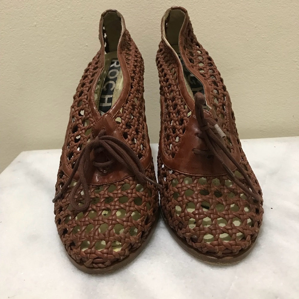 ROCHAS Open Crochet Oxford Lace-up Heels